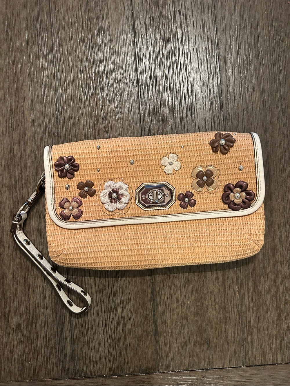 Coach Natalie woven straw clutch